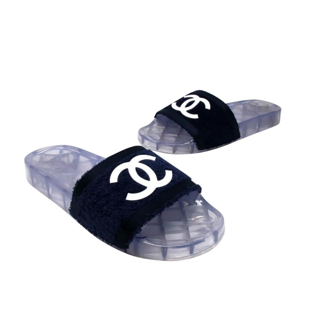 Chanel French terry pool slides